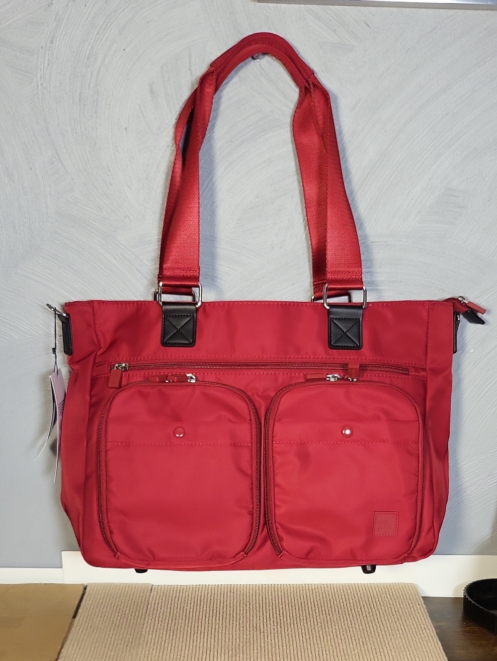 IHKWIP Cargo Catchall Tote with Two Crossbody Straps Burgundy